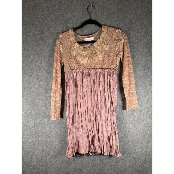 Pretty Angel Dress Women S Pink Silk Embroidered Floral‎ Lagenlook Hippie Fairy - Picture 1 of 8